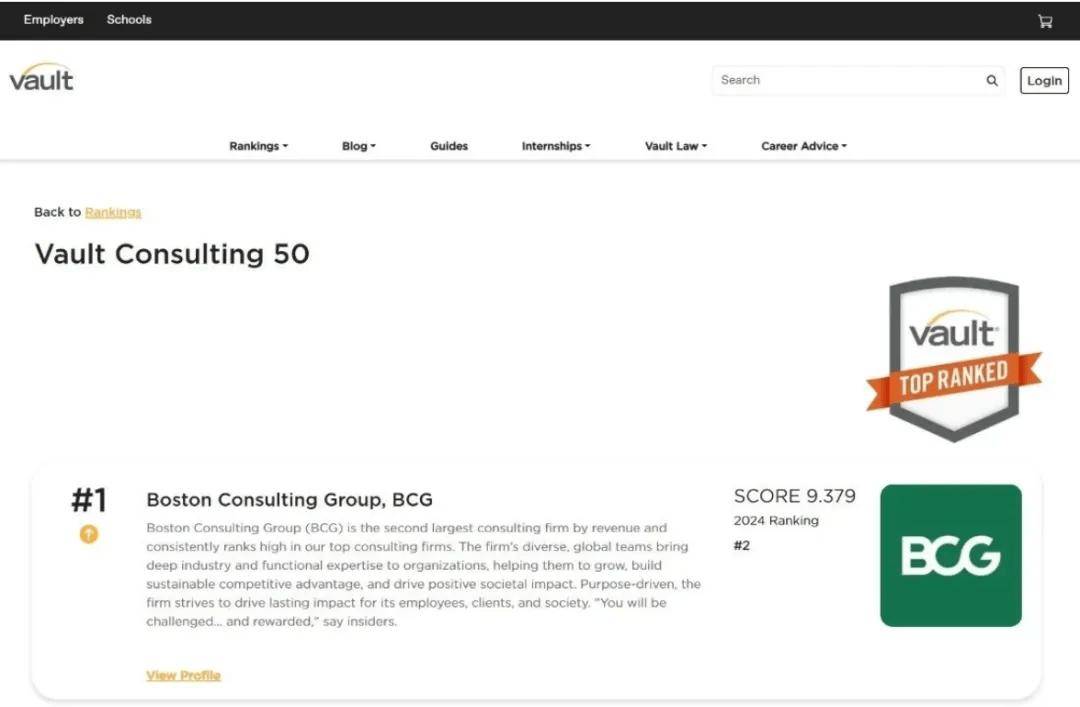 Vault 2025排名发布MBB神话破灭这些精品咨询公司正强势崛起!